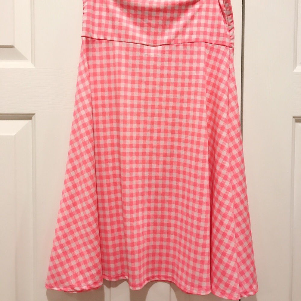 NWOT LuLaRoe Fluorescent Pink Gingham Azure Skirt